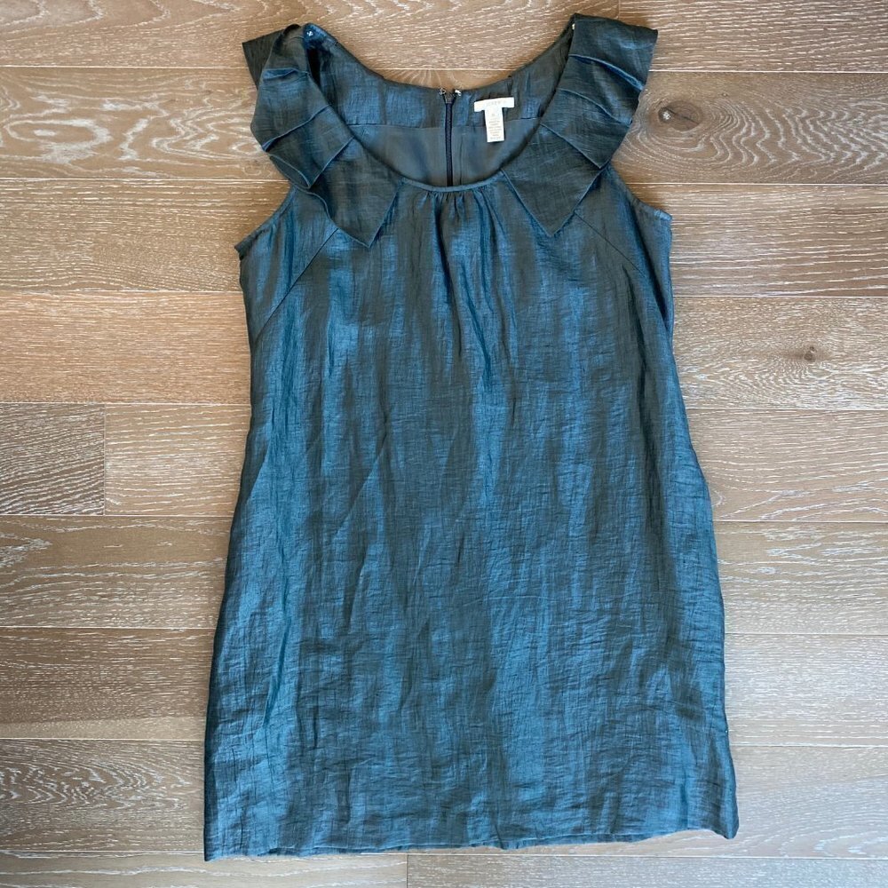 J.Crew Ruffle Linen-Blend Shift Dress | 14 - Picture 2 of 6